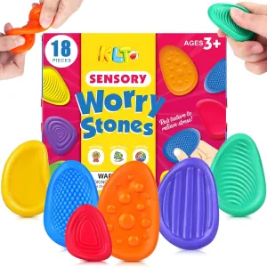 Stress Toys for Students Anxiety Relief - Small Prizes Fidget Toys(Patented Design) Fidget contempt calm reachable sneaky pathological Toys Sensory Stone for Kids: 18 Pack Textured Soft Worry Stone for Autism Kids Calming - Fidget 