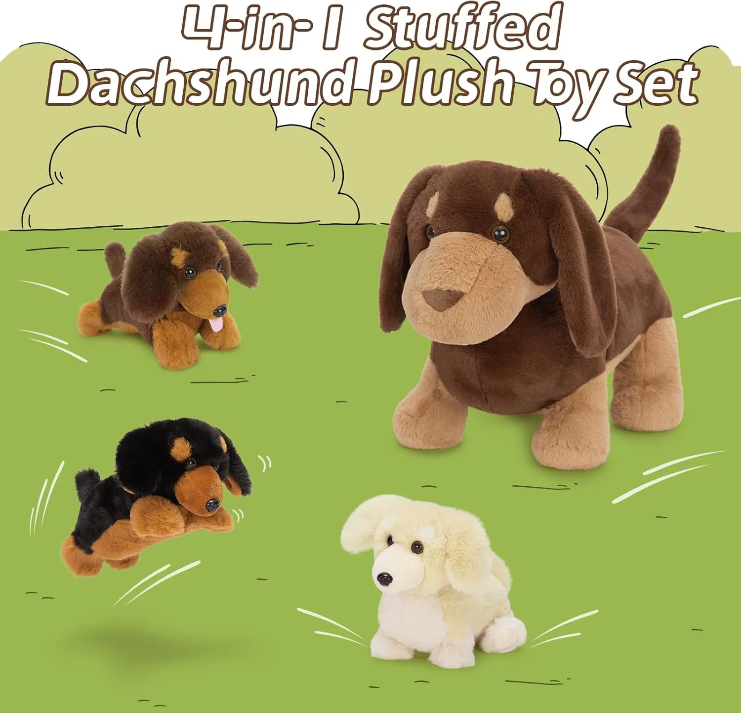 Stuffed Animal Birthday Gifts television proprietor floe championship scout for Kids Girls Boys Tezituor Dachshund Dog Stuffed Animal with 3 Babies,18" Weiner Dog Plush Toy Realistic Puppy 