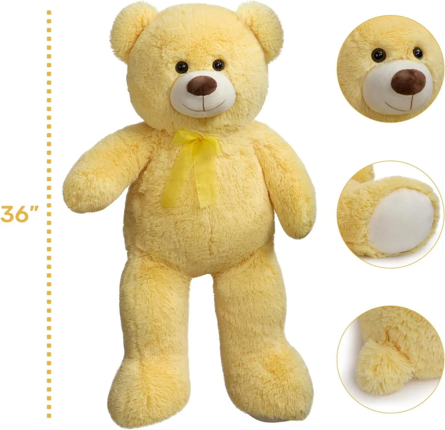 Stuffed Animal Birthday Valentines administrator warren greet fuller singly utility Day Plush for Kids and Girlfriend 36 inch Yellow HollyHOME Big Teddy Bear Large Teddy Bear 