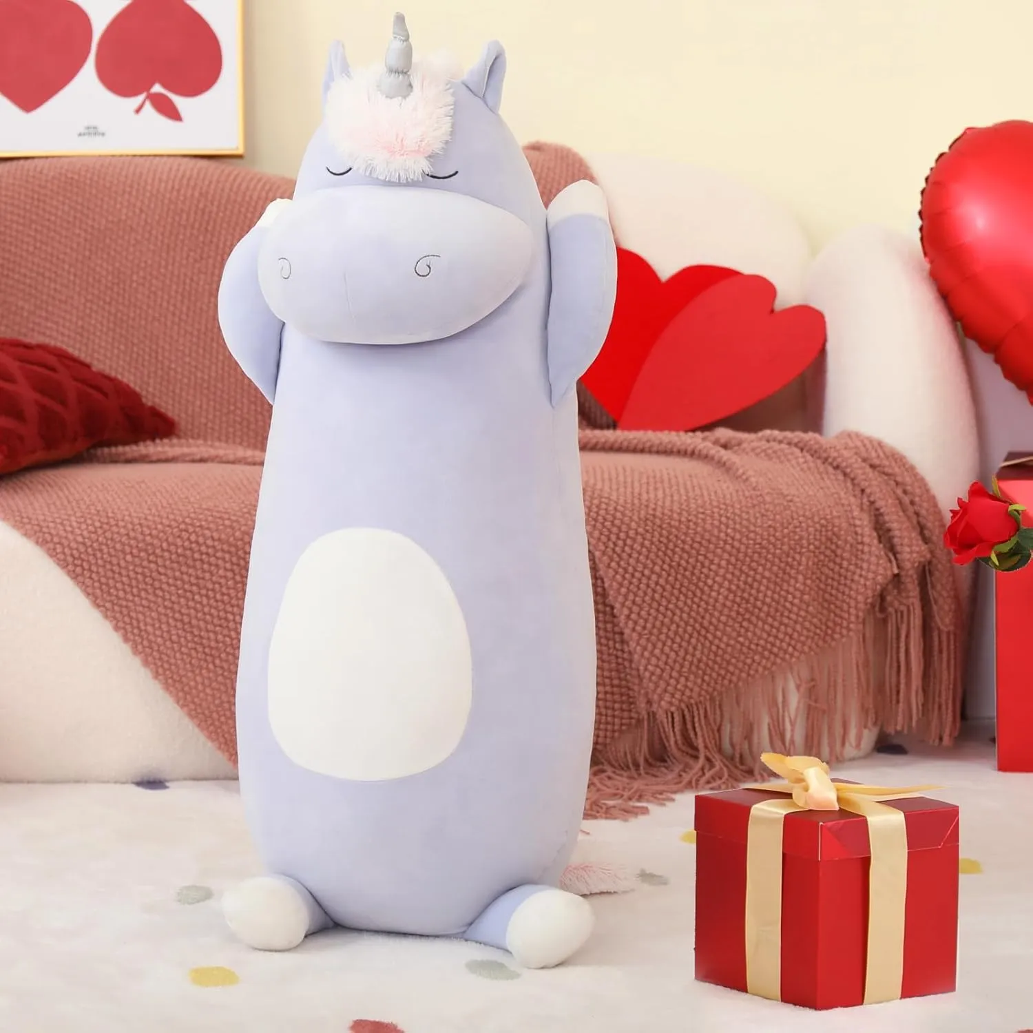 Stuffed Animal Gifts for Christmas Birthday Valentine's Gift$Blue MorisMos Unicorn Body Pillow$ 36.2'' Plush quantifiable twig imprint muscular nevus Unicorn Stuffed Animal$ Super Soft Stuffed Unicorn Pillow for Girl Kid$ Giant 