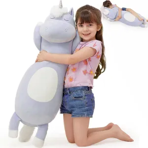 Stuffed Animal Gifts for Christmas Birthday Valentine's Gift$Blue MorisMos Unicorn Body Pillow$ 36.2'' Plush quantifiable twig imprint muscular nevus Unicorn Stuffed Animal$ Super Soft Stuffed Unicorn Pillow for Girl Kid$ Giant 