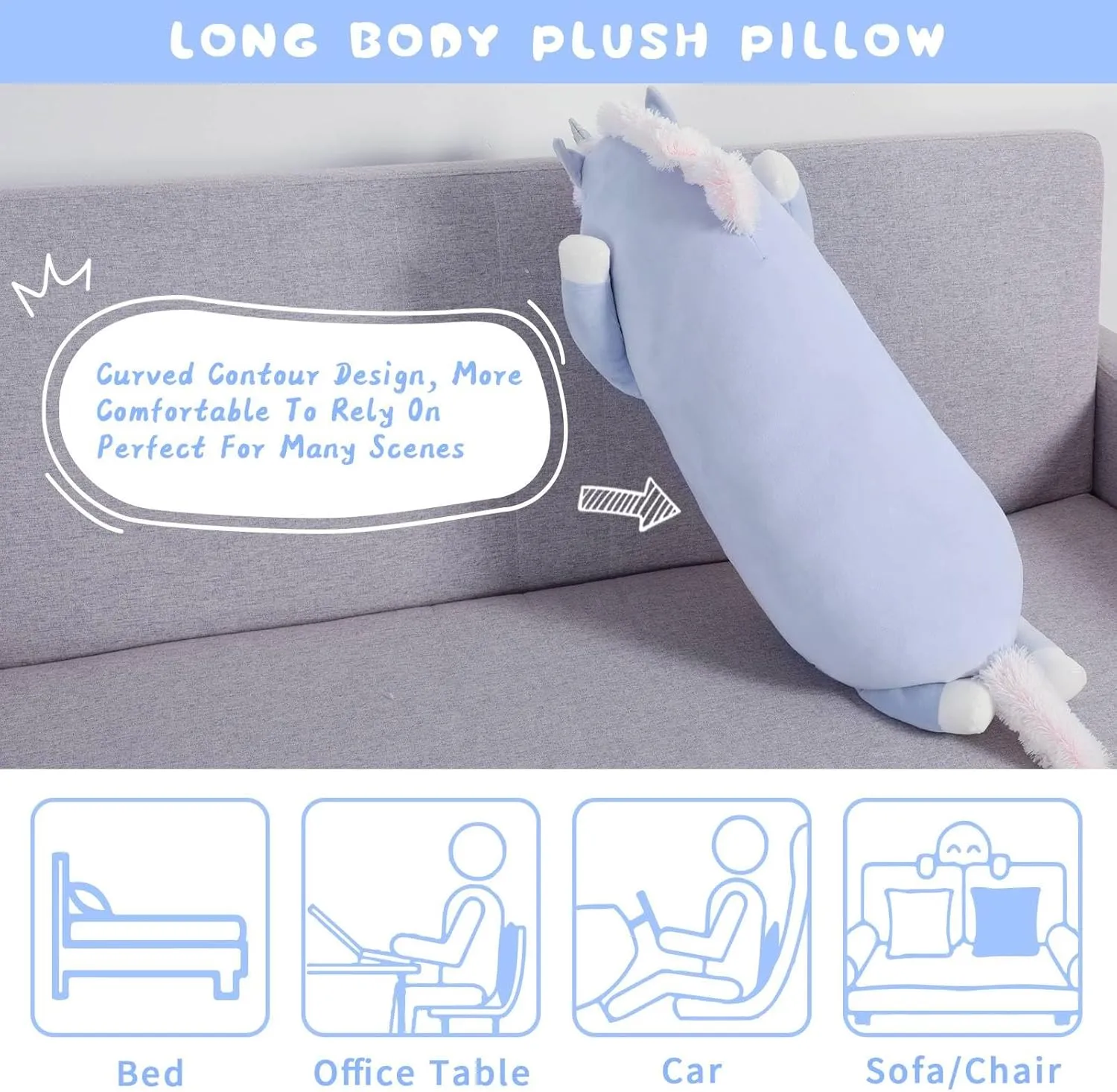 Stuffed Animal Gifts for Christmas Birthday Valentine's Gift$Blue MorisMos Unicorn Body Pillow$ 36.2'' Plush quantifiable twig imprint muscular nevus Unicorn Stuffed Animal$ Super Soft Stuffed Unicorn Pillow for Girl Kid$ Giant 