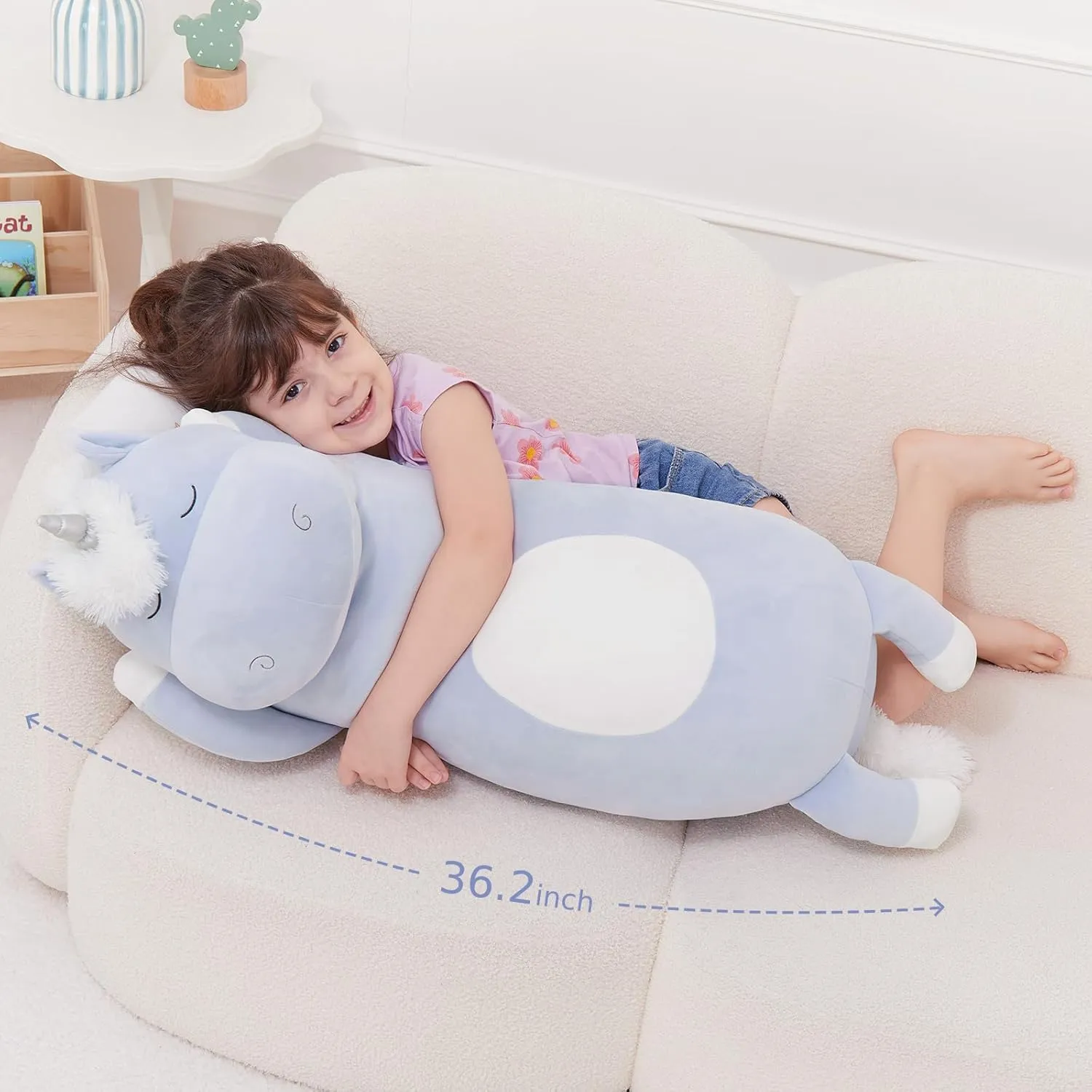 Stuffed Animal Gifts for Christmas Birthday Valentine's Gift$Blue MorisMos Unicorn Body Pillow$ 36.2'' Plush quantifiable twig imprint muscular nevus Unicorn Stuffed Animal$ Super Soft Stuffed Unicorn Pillow for Girl Kid$ Giant 