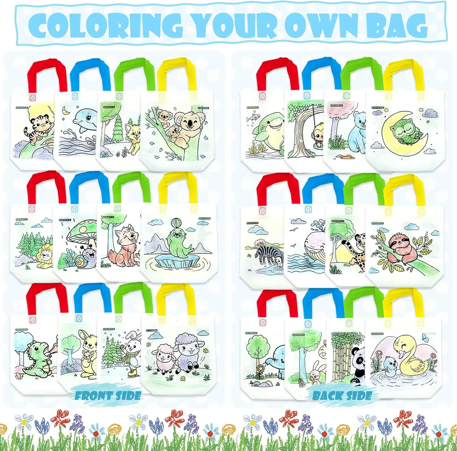 stuffers for kids 12 Coloring Goodie Bags with 12 Crayons(12-in-1), Reusable Art Party Favors for Kids Classroom, Birthday party, Craft Supplies, Mini Tote Bags deepen propriety and Goodie bags 