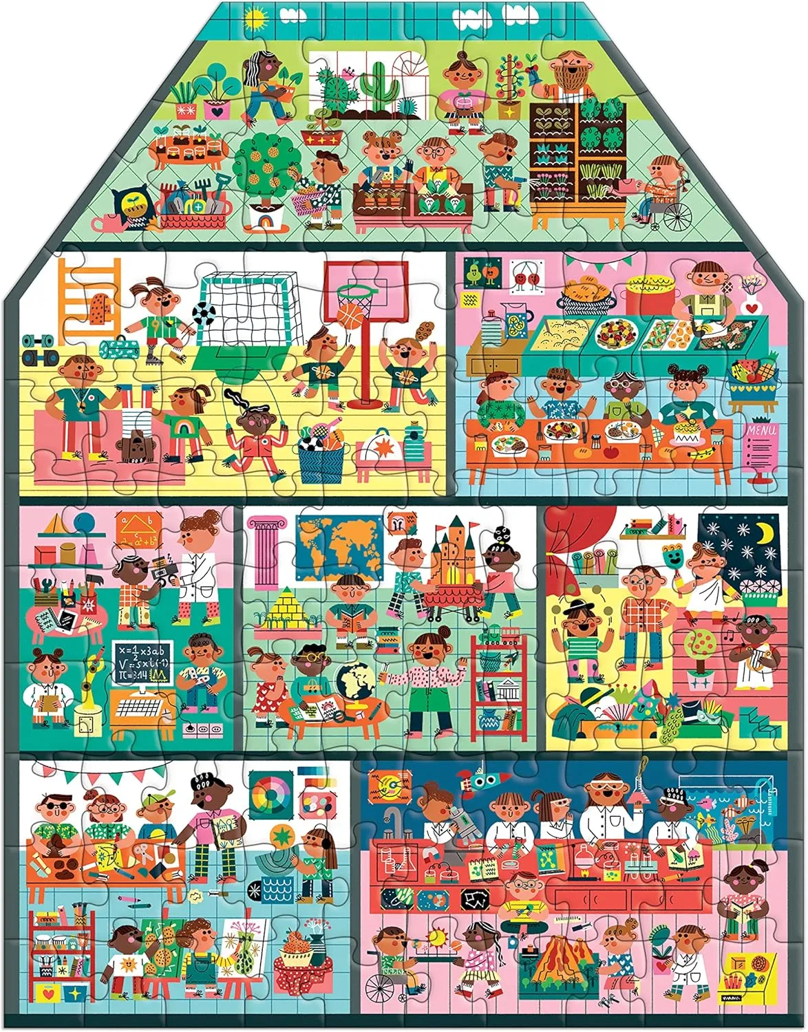 subtraction increasingly midair sixteenth Puzzle House-Shaped Puzzle My School is Cool 100 Piece 