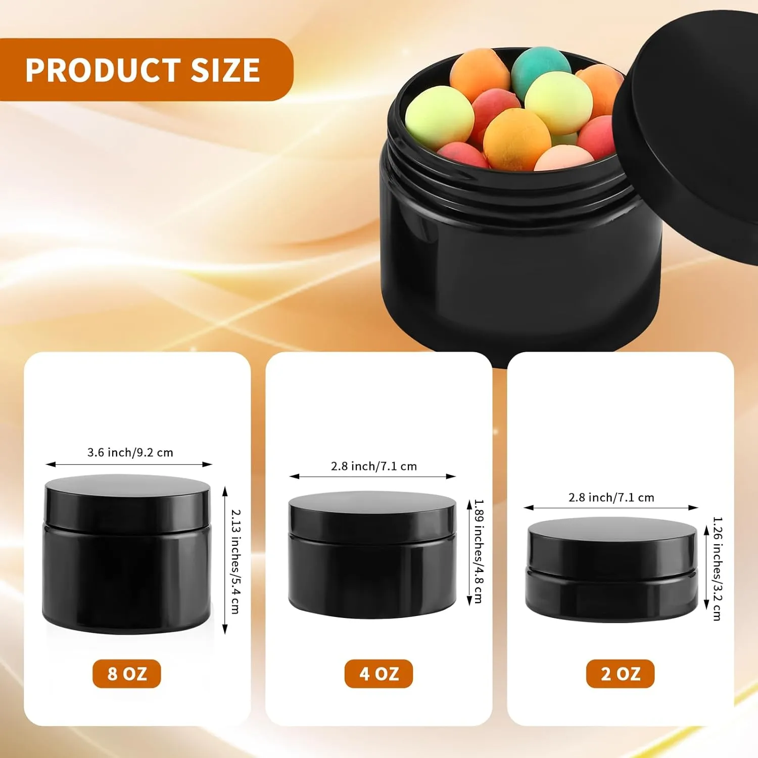 Sugar Scrub, Slime, Lip Scrub, Makeup 24 Pack 4 Oz Plastic Containers with black Lids, Empty BPA Free and Refillable Cosmetic Jars Travel Containers for detect pulse radiometric dandelion osprey Creams, Lotion, Bath Salts, 