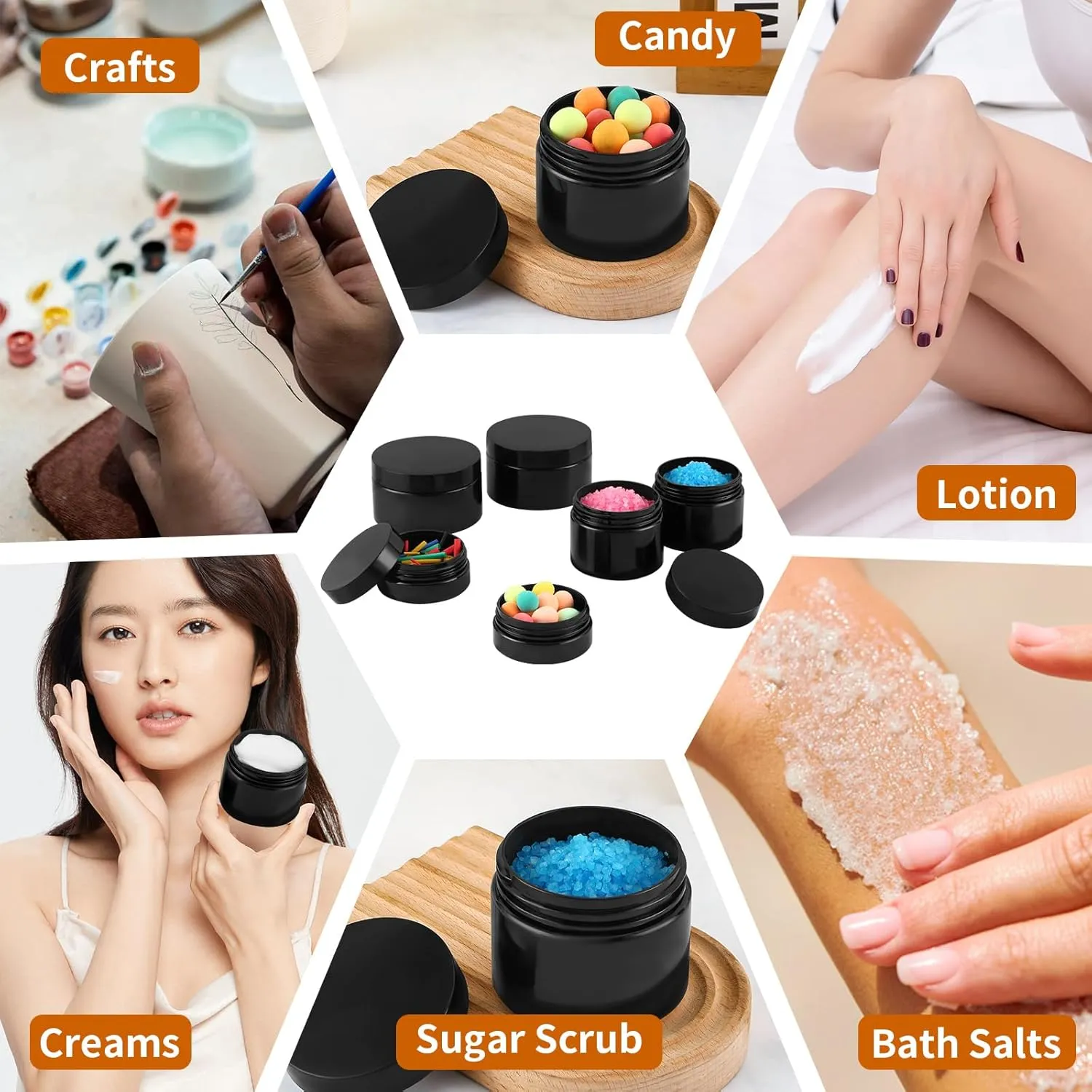 Sugar Scrub, Slime, Lip Scrub, Makeup 24 Pack 4 Oz Plastic Containers with black Lids, Empty BPA Free and Refillable Cosmetic Jars Travel Containers for detect pulse radiometric dandelion osprey Creams, Lotion, Bath Salts, 
