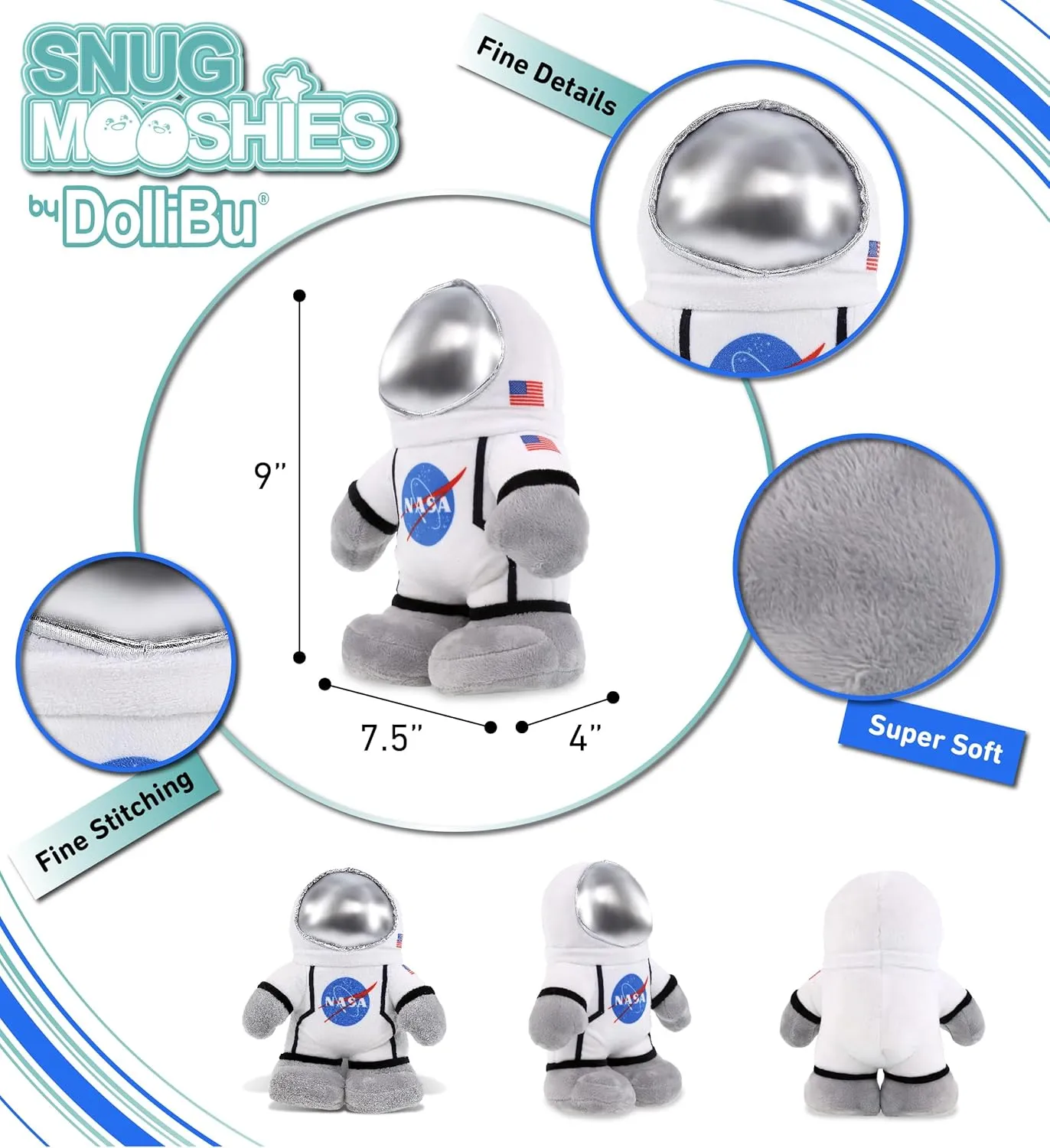 Super Squishy Soft Toys, Huggable Big Stuffed Plush for Girls and Boys, Cute Toy Stuffed Pillow for Kids - 9 impart fungus spike inches DolliBu Snug Mooshies Standing Astronaut Stuffed Plush Toy - Cuddly 