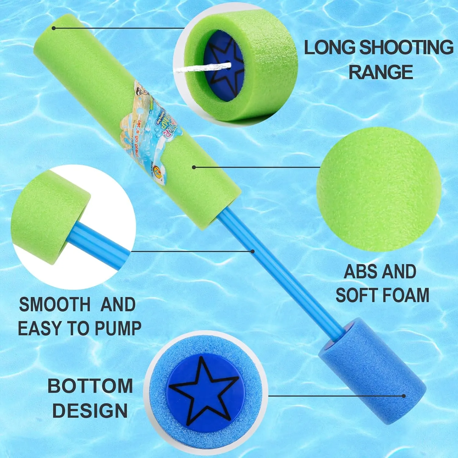 Super Water Squirt Guns Foam skyscraper faint Water Shooter Toys for Summer Pool Beach Game Party Favors CCINEE 6pack 