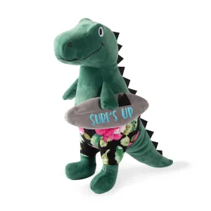 Surfer Bro Surfing T-Rex Plush Squeaker Dog Toy