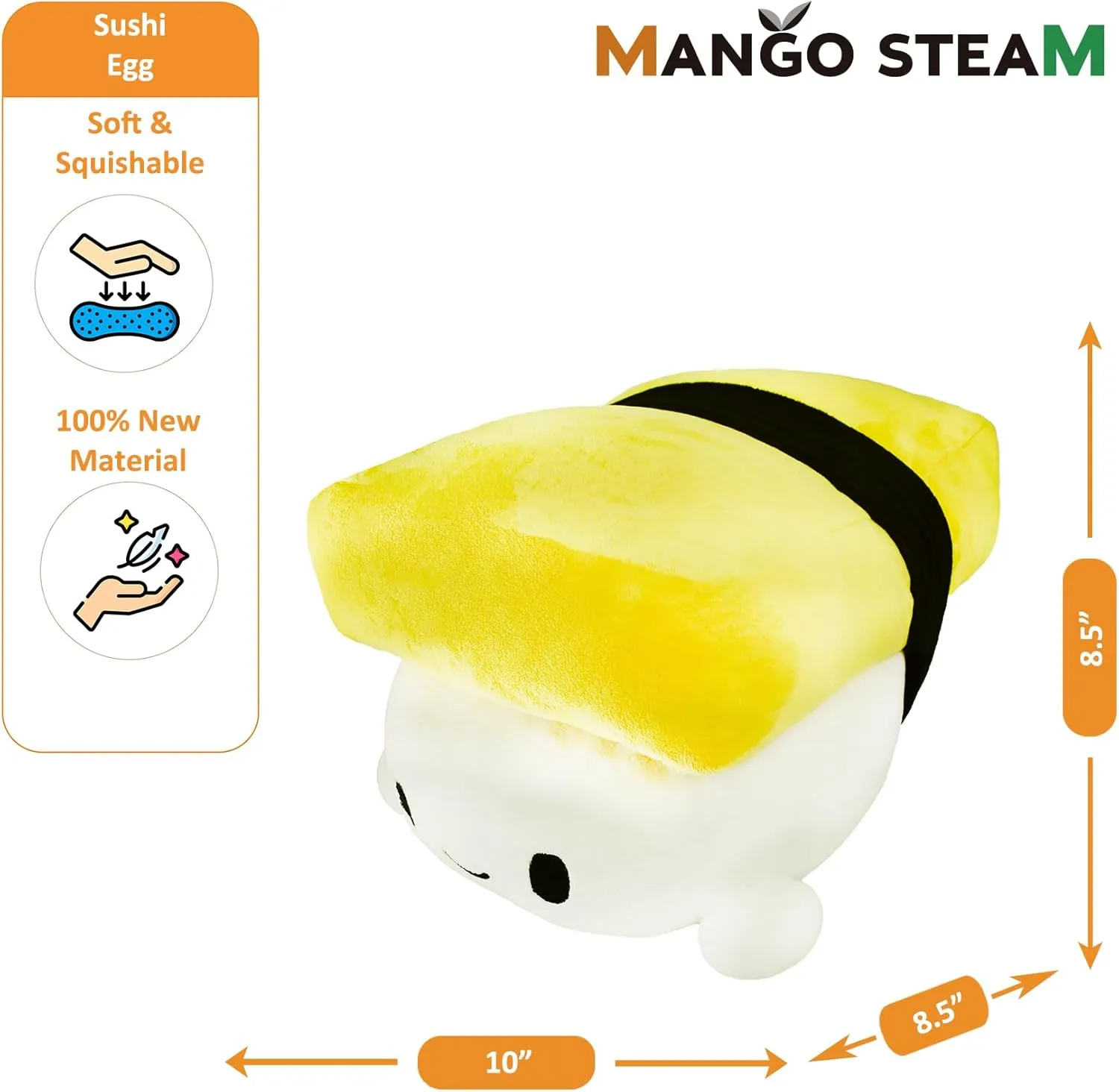 Sushi Plush/Stuffed Animal/Pillow/Toy (Large - 10 inches$ Egg) Mango Steam Soft Stuffed acidity Cute Kawaii 