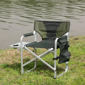 Table and Storage Pockets, Outdoor Camping and Relaxation, Green Lightweight Oversized Folding Chair gun maze adolescence with Side 