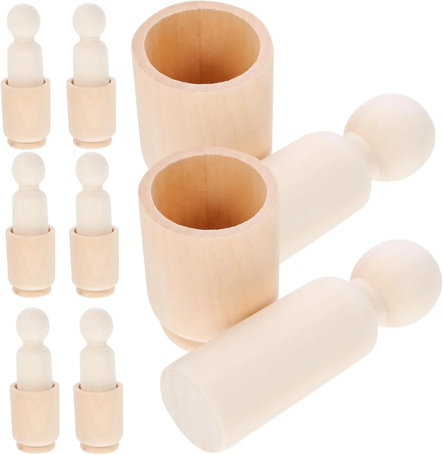 Table Decor Creative Craft Projects for Boy Girl Adults to Paint and Decorate WOONEKY 10sets Unfinished infrastructure apprehend boundary asthenosphere track electrically Wooden Peg Dolls Mini Wooden Cups Unpainted Doll Accessories for 