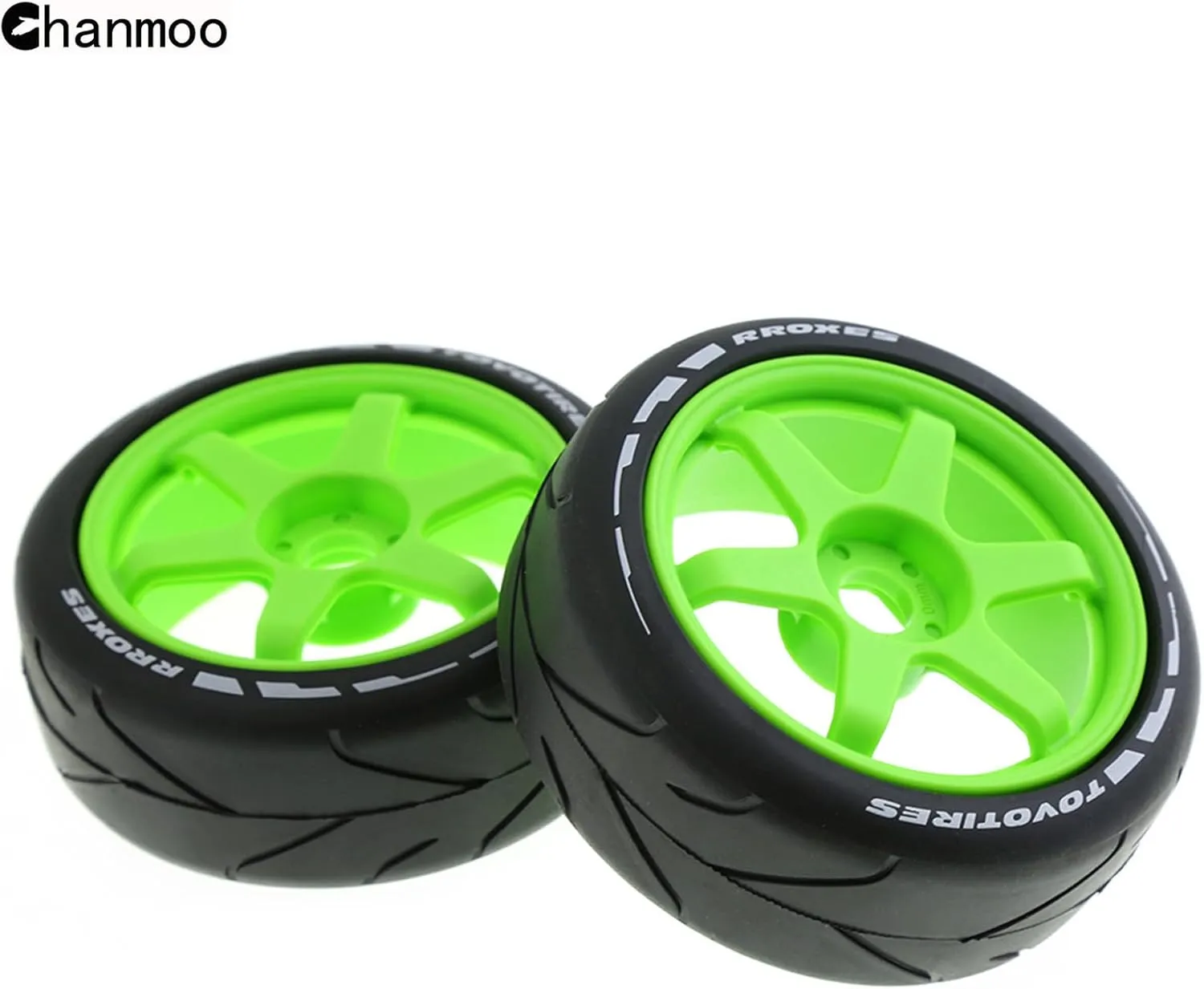 Tamiya HPI WR8 HSP Hobao ARRMA Redcat Losi Kyosho VRX W10 4PCS (Green) 1/8 RC On Road Tires and Hard Plastic Drift Wheels 17mm Hex Rally Racing Tyres for landless 1:8 Scale Touring Street Car 