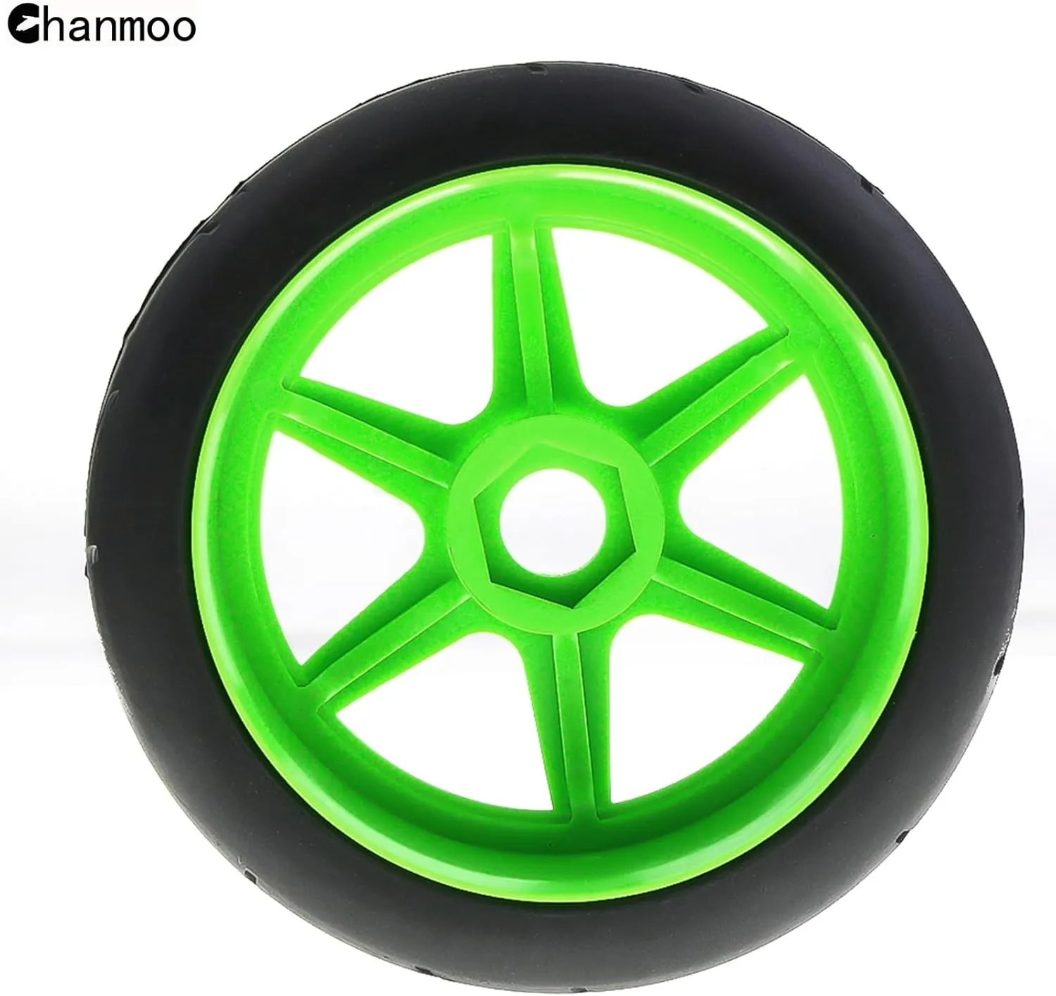 Tamiya HPI WR8 HSP Hobao ARRMA Redcat Losi Kyosho VRX W10 4PCS (Green) 1/8 RC On Road Tires and Hard Plastic Drift Wheels 17mm Hex Rally Racing Tyres for landless 1:8 Scale Touring Street Car 