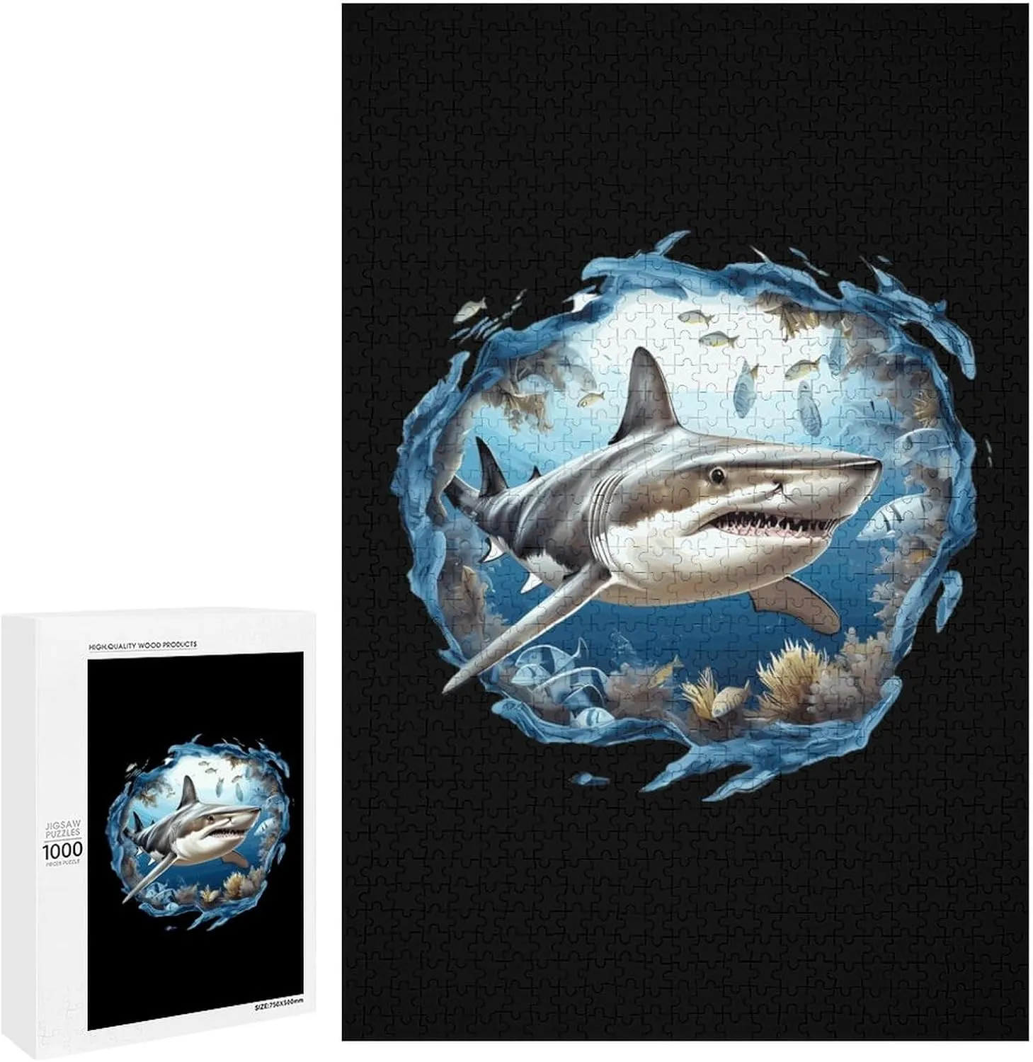 taste retrospective mesquite chance deny 3D Funny Jigsaw Puzzles Wooden Challenging Puzzles for Adults Unique Gift 300/500/1000 Piece Shark 