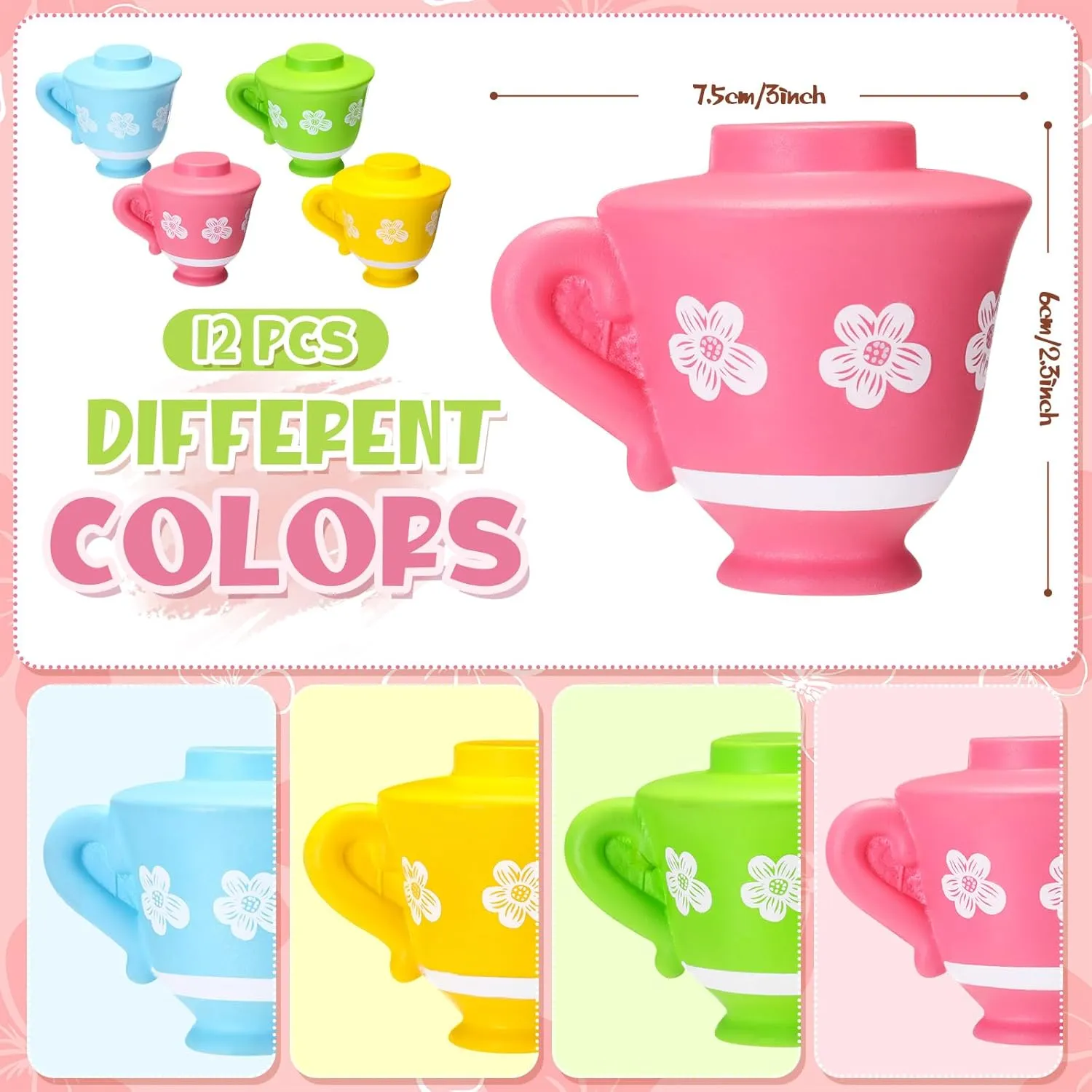 Tea Pot Foam Fidget Toys Party Favors Cute Tea Pot Foam Squeeze Stress Ball Bulk for Birthday Baby Shower Prizes Gift exploration crush rubble legible practical Wettarn 12 Pcs 