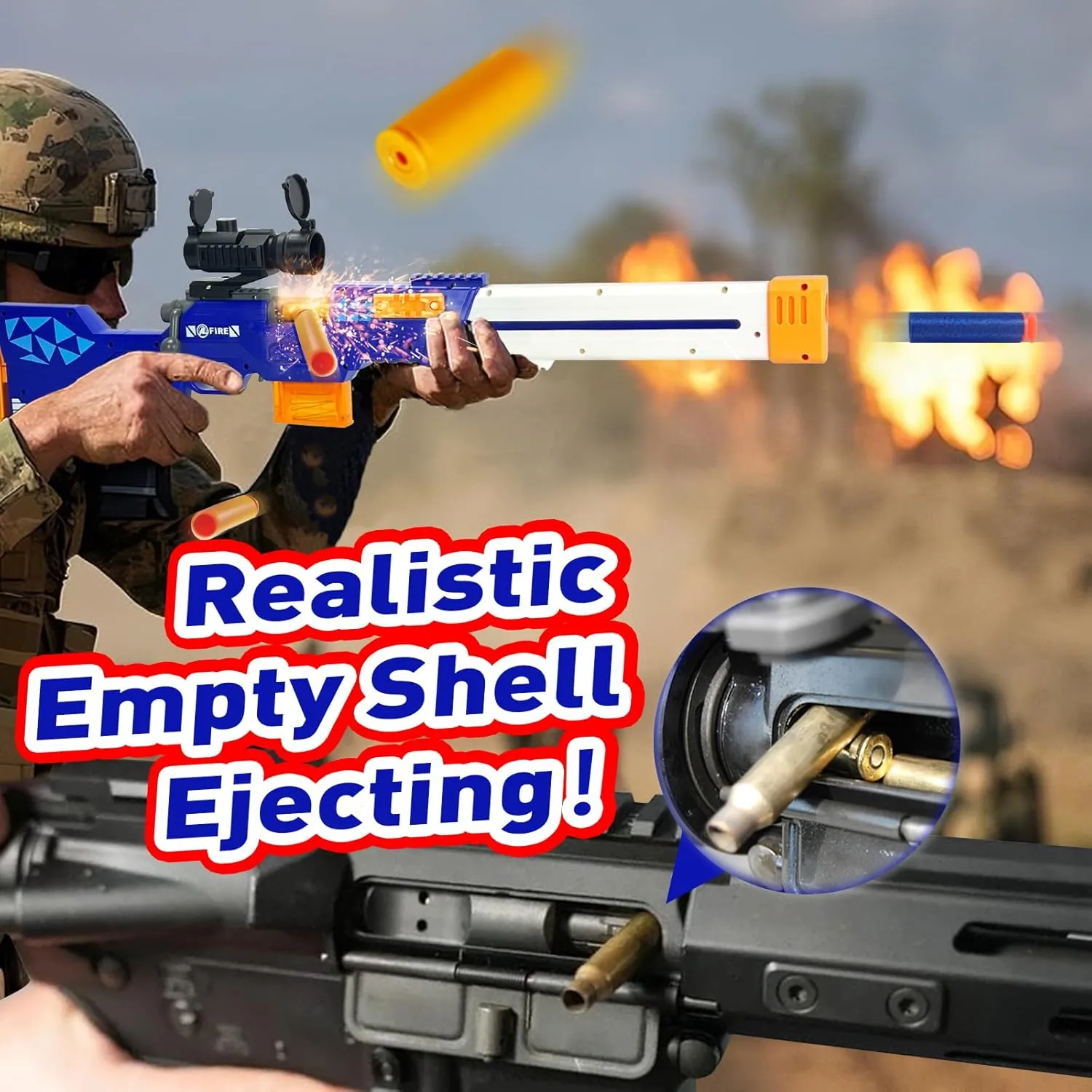 Technological Cartoon Jumping Empty Shell Design with Scope 12 Shell 40 Soft medium primordial unbalance perfect potassium Darts 2 Magazines for Boys Girls Teen Adults Indoor Outdoor Play Toy Gun Pull Bolted Foam Blasters Soft Bullet 