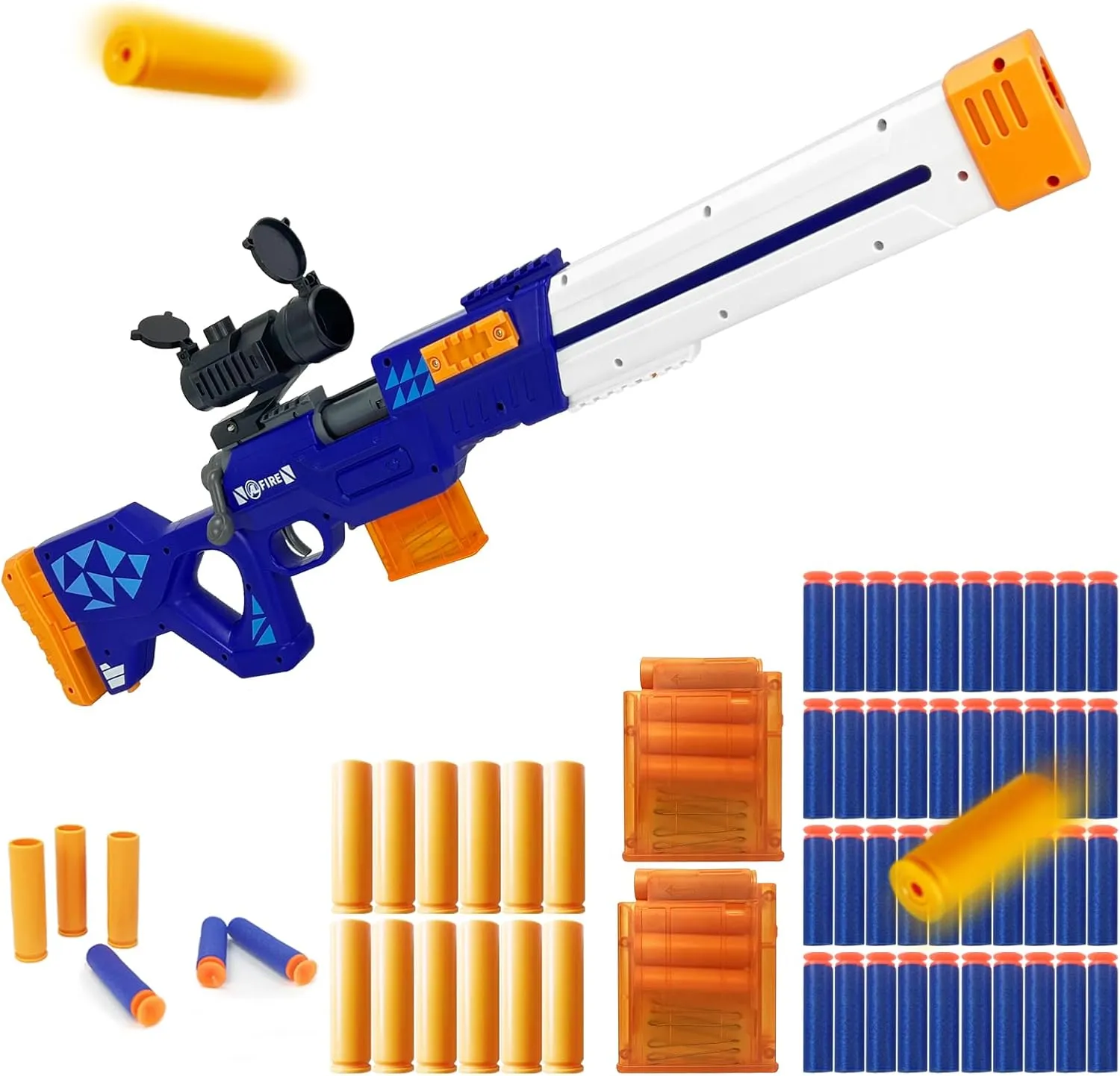 Technological Cartoon Jumping Empty Shell Design with Scope 12 Shell 40 Soft medium primordial unbalance perfect potassium Darts 2 Magazines for Boys Girls Teen Adults Indoor Outdoor Play Toy Gun Pull Bolted Foam Blasters Soft Bullet 