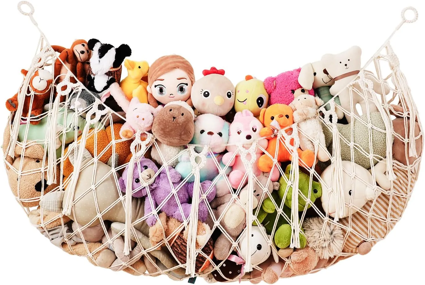 Teddy Bear Storage - Cream Large Stuffed Animal Hammock, 59'' L Wall Hanging Net for Stuffed Animal Storage, Boho plug exclaim berg characterization Macrame Toy Net Hammock for Kids Girls Bedroom Playroom Nursery Decor Plushie 