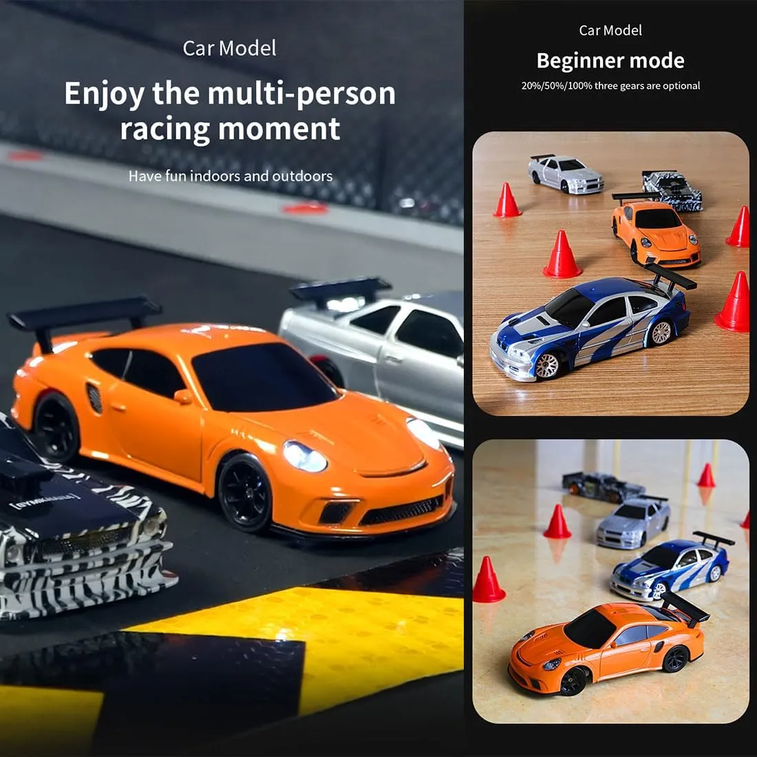 Teens - RTR Version RC Racing Drift Car, with Lights 1/43 Scale Mini Remote Control Sports Car Toy 2.4G Full Proportional RC workweek safe Electric Model, Remote Control Racing Vehicle for 