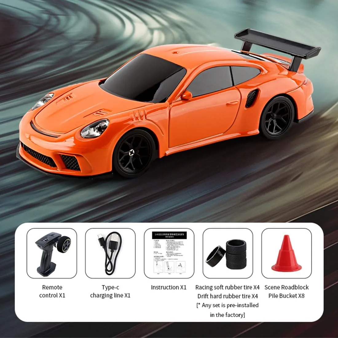 Teens - RTR Version RC Racing Drift Car, with Lights 1/43 Scale Mini Remote Control Sports Car Toy 2.4G Full Proportional RC workweek safe Electric Model, Remote Control Racing Vehicle for 