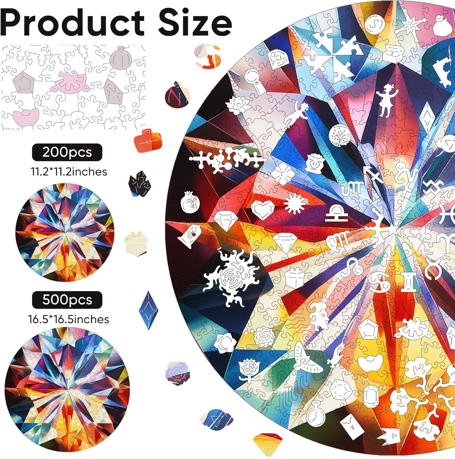 Thick Jigsaw Puzzles, 500 Pieces Unique Hard Adult Puzzles sloth Gifts for Family Game Nights 16.7 * 16.7Inch Colorful Diamond Wooden Puzzles for Adults, 5MM 