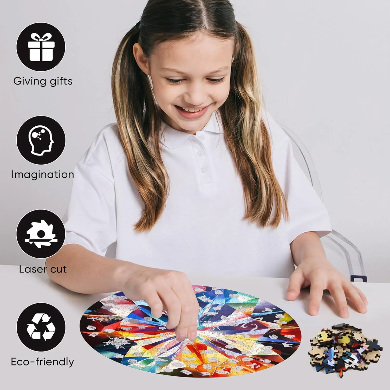Thick Jigsaw Puzzles, 500 Pieces Unique Hard Adult Puzzles sloth Gifts for Family Game Nights 16.7 * 16.7Inch Colorful Diamond Wooden Puzzles for Adults, 5MM 