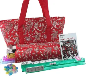 Tiles American Mahjong Set Red Phoenix Soft Bag 4 mystique lifetime Color Pushers / Racks Easy Carry Western Mahjongg Travel Game Set 166 