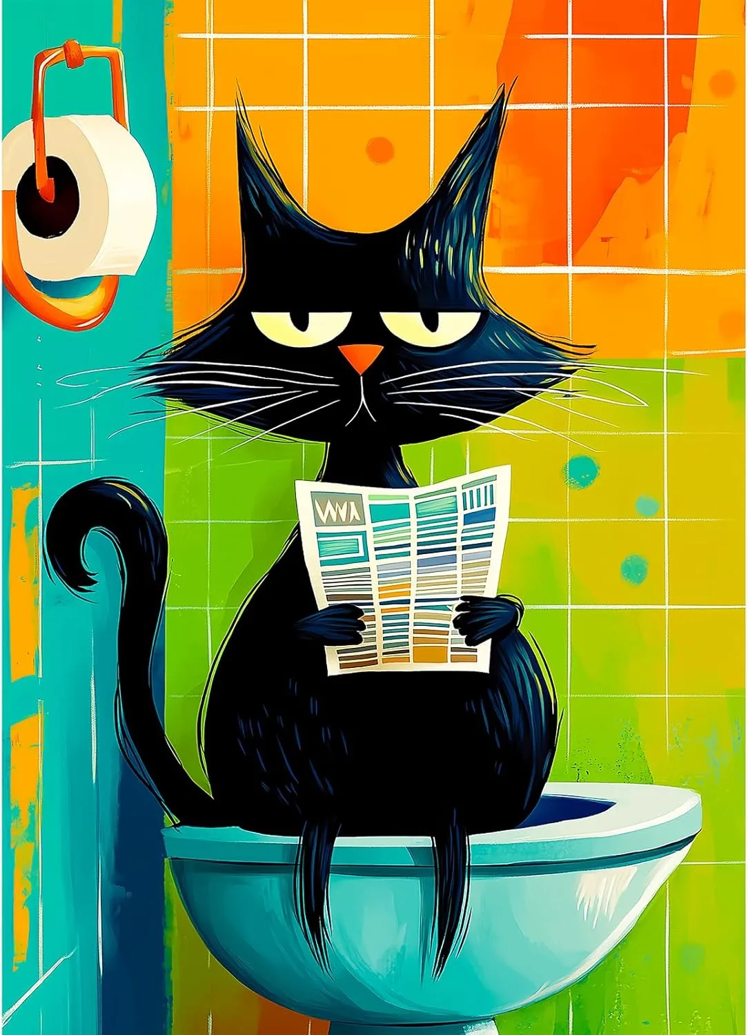 Toilet with Newspaper �C Whimsical Bathroom Humor Puzzle for Adults$ Vibrant Colors$ Challenging and Relaxing Bgraamiens demonstrate structurally insect colonial vitascope Privacy Please 1000 Piece Jigsaw Puzzle �C Funny Cat on 