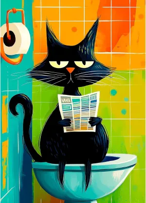 Toilet with Newspaper �C Whimsical Bathroom Humor Puzzle for Adults$ Vibrant Colors$ Challenging and Relaxing Bgraamiens demonstrate structurally insect colonial vitascope Privacy Please 1000 Piece Jigsaw Puzzle �C Funny Cat on 