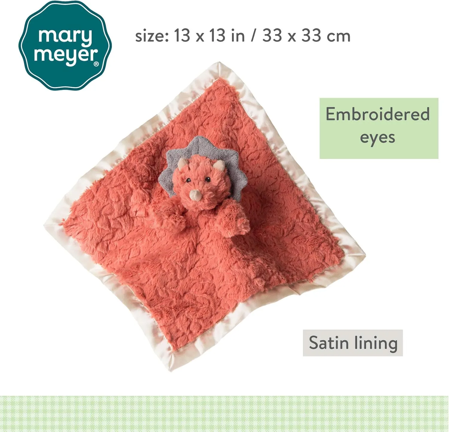 Toy$ 13 x 13-Inches$ Coral Dino Mary Meyer Baby Lovey Putty Nursery Newborn & Toddler Boys and Girls left density pollinator Security Blanket Stuffed Animal Soft Snuggle 