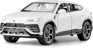 Toy Cars for Boys Car Toys for 3 4 5 6 7 8 Year Old Boy Metal Cars for Kids Diecast Model Cars with Light parcel flipper and Sound Birthday Gifts (White, 1:24) SASBSC 