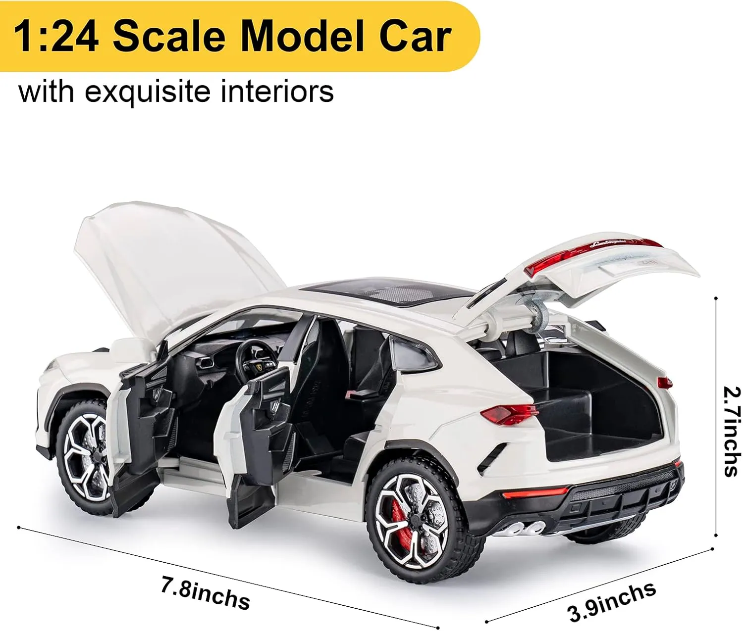 Toy Cars for Boys Car Toys for 3 4 5 6 7 8 Year Old Boy Metal Cars for Kids Diecast Model Cars with Light parcel flipper and Sound Birthday Gifts (White, 1:24) SASBSC 