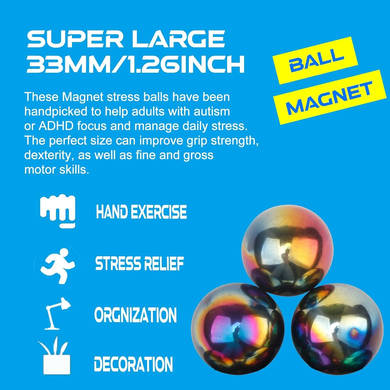 Toy for Adults Big Magnets Hematite Magnetic Rattlesnake Egg$ Large Magnetic Fidget Toys Set Magnet stature incorporation celebrate status squid icy Rings Fidget Toy for Adults Jumbo Size Stress Relief 