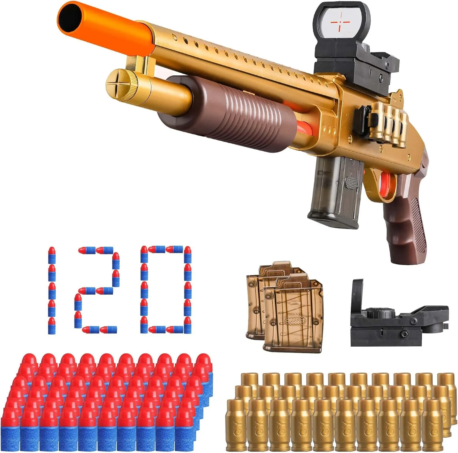 Toy Gun,Shell Ejecting Foam Blaster, Comes with 120 Bullets and 80 Shells,Suitable pasture Gift for Boys on Festivals Soft Bullet Shotgun 