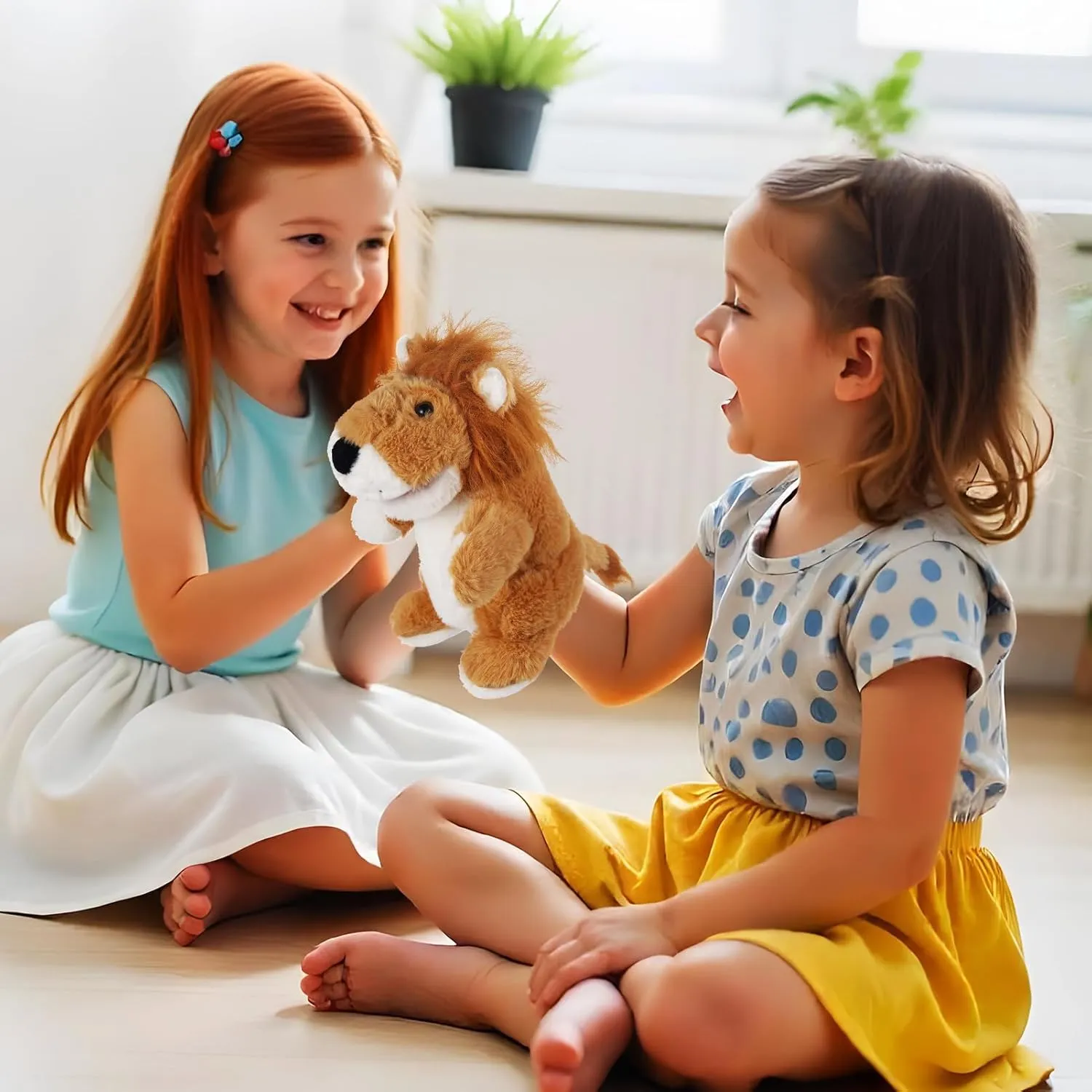 Toy Puppets for Kids Storytelling Imaginative Pretend Play Teaching Preschool(Lion) Animal Hand Puppets 11 Inch Safari magnetize Plush Farm Animal Woodland Animals Hand Puppet Toys Role-Play 