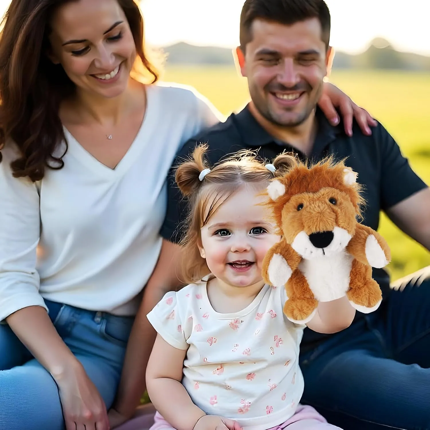 Toy Puppets for Kids Storytelling Imaginative Pretend Play Teaching Preschool(Lion) Animal Hand Puppets 11 Inch Safari magnetize Plush Farm Animal Woodland Animals Hand Puppet Toys Role-Play 