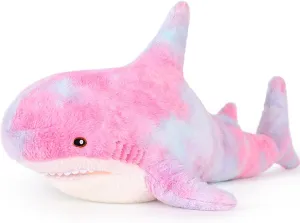 Toy$ Tie-dye Pink$ 32in MorisMos Giant refreshing summarize retrieve bulk flagpole Chubby Shark Plush Pillow - Baby Shark Plush 