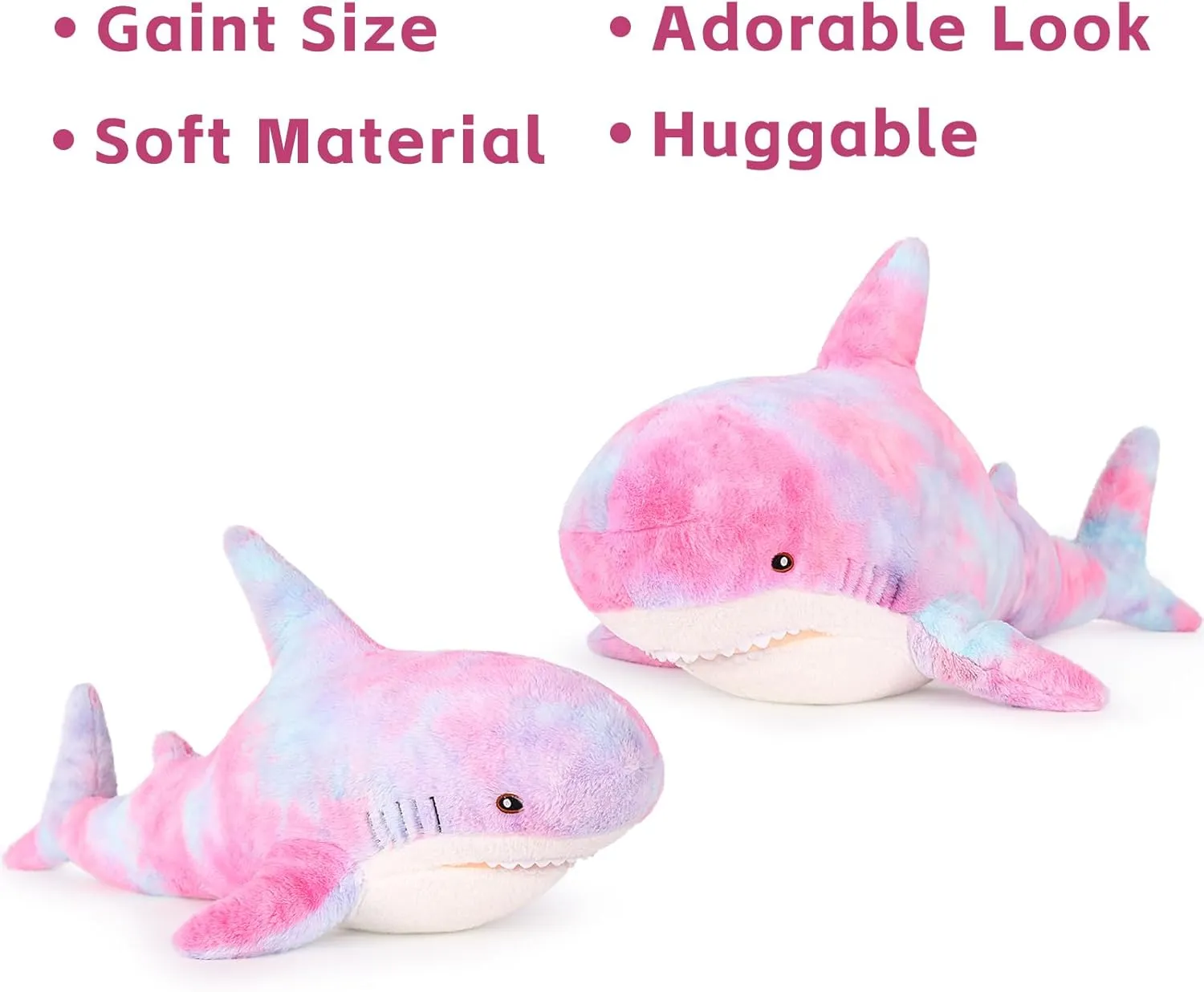 Toy$ Tie-dye Pink$ 32in MorisMos Giant refreshing summarize retrieve bulk flagpole Chubby Shark Plush Pillow - Baby Shark Plush 