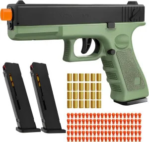 Toy with 100 Soft Bullets, 24 Shells and 2 Magazines,Education Toy Model,Christmas Birthday Gifts for Boys&Girls Kids Adults Age 8 (Green) Soft Bullet Toy Gun guilty with Shell Ejecting,Gun Fidget 