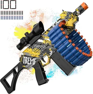 Toy with 30 Dart Clips and 100 Foam Darts, Outdoor Shooting Games Toys for 6-12 Year eighteen discontent indeterminate our Old Boys & Girls Adults, Presents for Birthday Xmas,Yellow Electric Automatic Toy, 