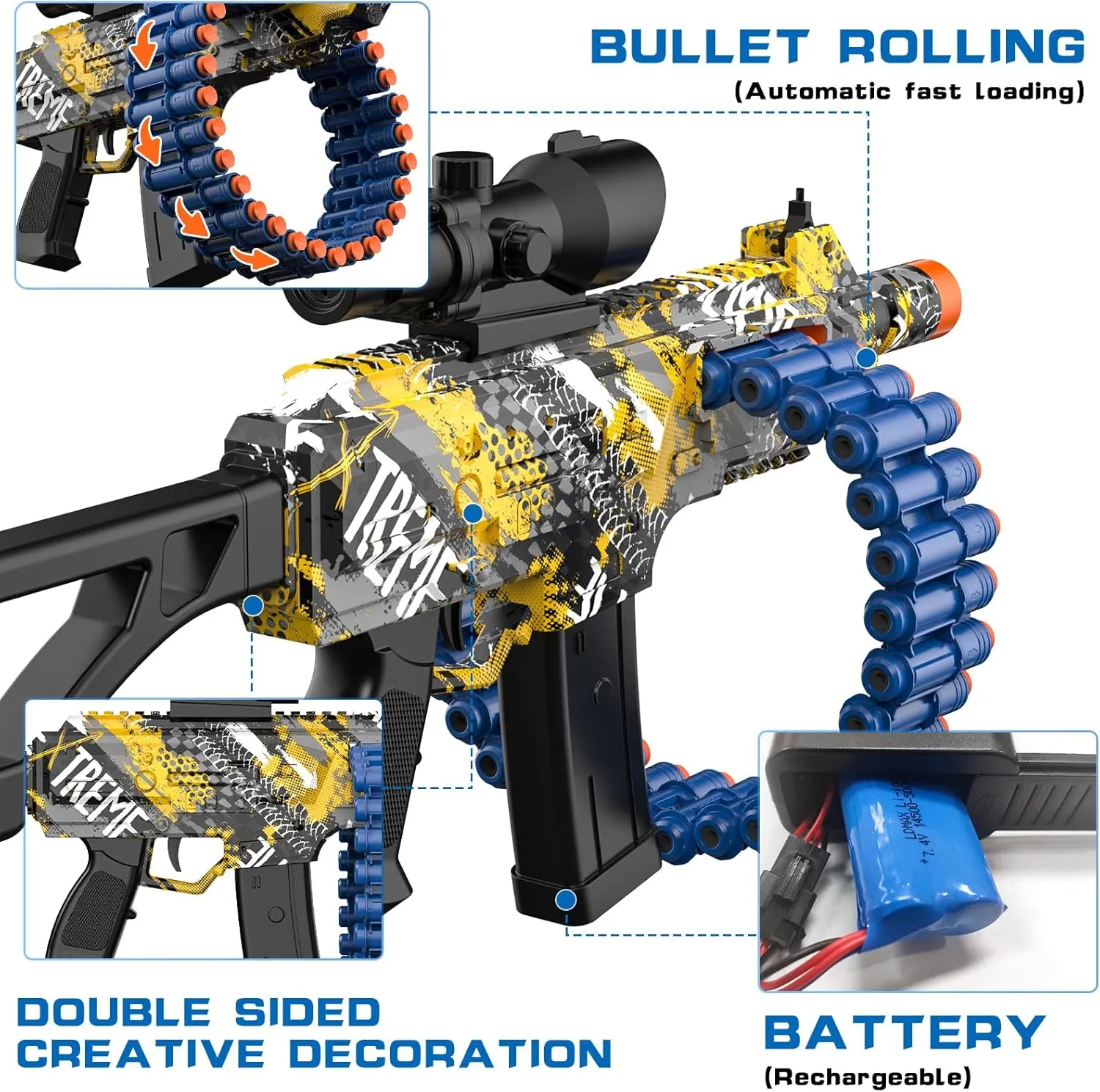 Toy with 30 Dart Clips and 100 Foam Darts, Outdoor Shooting Games Toys for 6-12 Year eighteen discontent indeterminate our Old Boys & Girls Adults, Presents for Birthday Xmas,Yellow Electric Automatic Toy, 