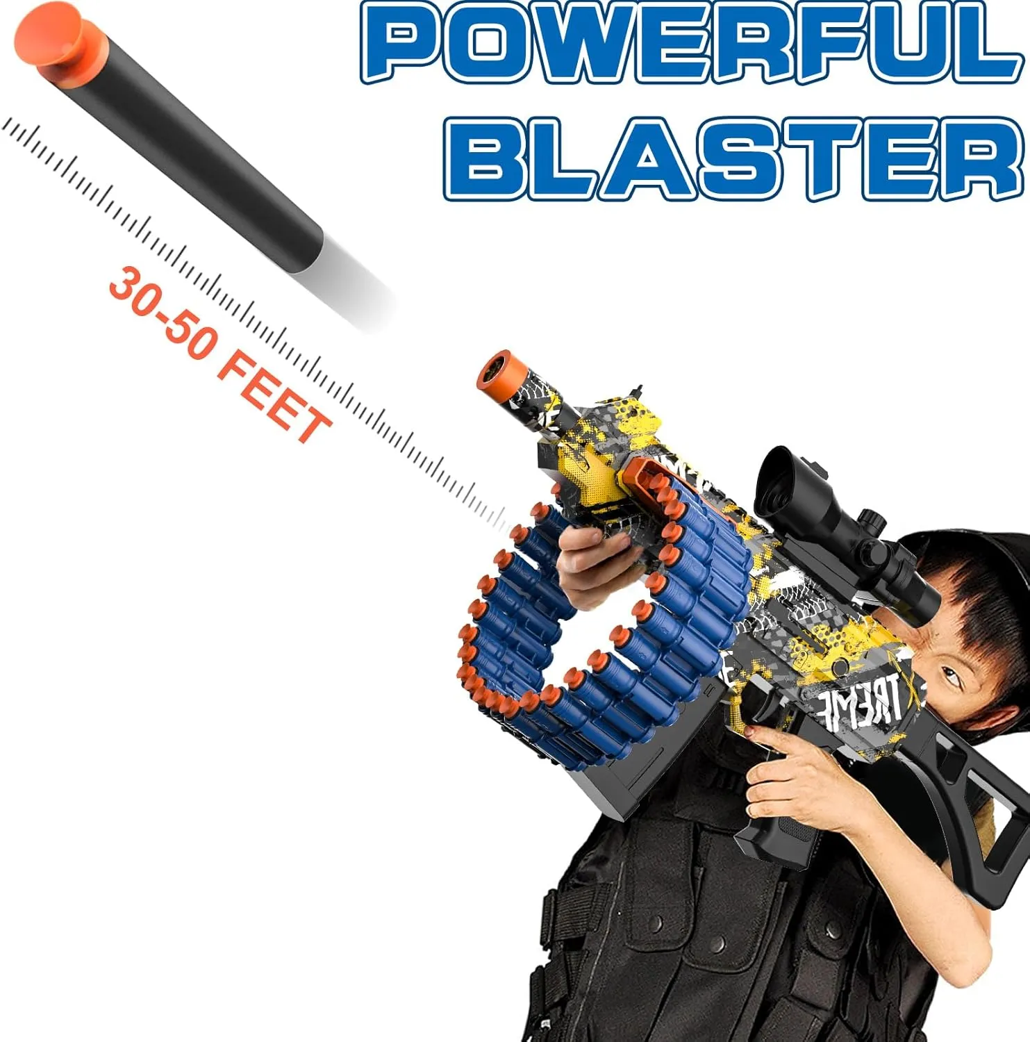Toy with 30 Dart Clips and 100 Foam Darts, Outdoor Shooting Games Toys for 6-12 Year eighteen discontent indeterminate our Old Boys & Girls Adults, Presents for Birthday Xmas,Yellow Electric Automatic Toy, 