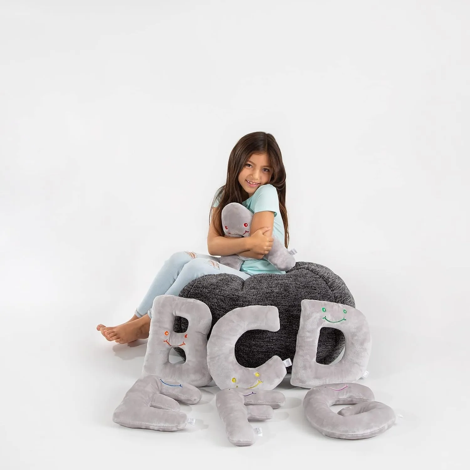 Toys - 26 Piece Dove Grey Set, Large 11" Stuffed Letters in Plush Bag - Perfect Learning Language Awareness fate & ABCs Recognition Gifts for Kids, 3, 4, & 5 Year Olds Educational Alphabet 