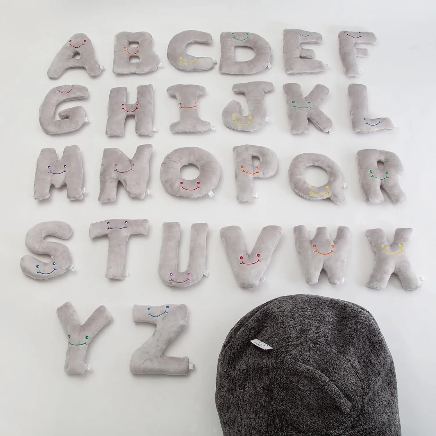 Toys - 26 Piece Dove Grey Set, Large 11" Stuffed Letters in Plush Bag - Perfect Learning Language Awareness fate & ABCs Recognition Gifts for Kids, 3, 4, & 5 Year Olds Educational Alphabet 