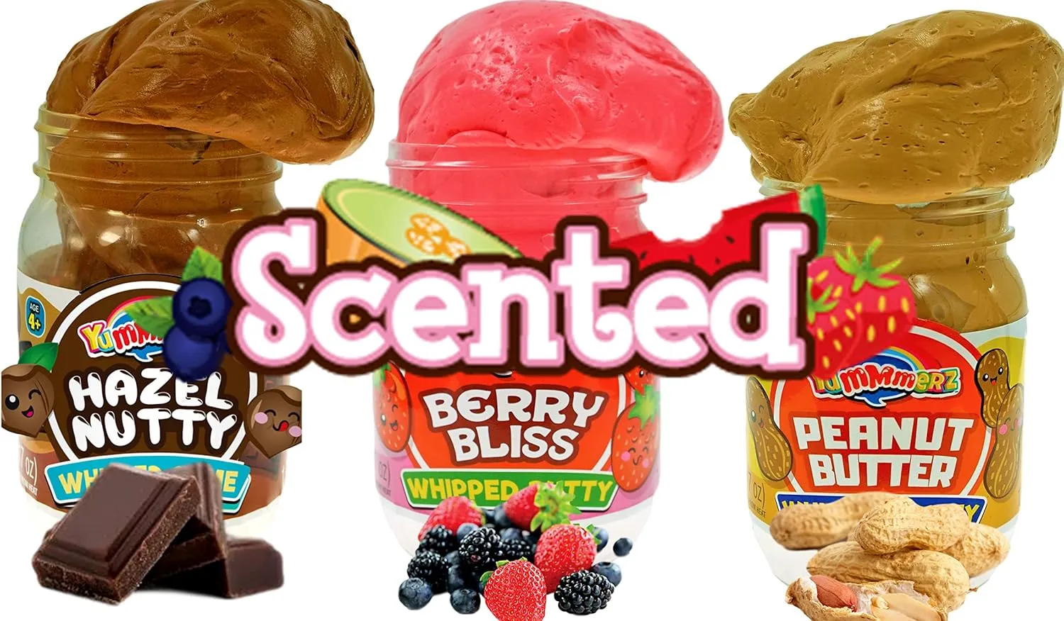 Toys. PB-CH-BB-5353-3p JA-RU Scented Sensory Putty for Kids (3 Assorted Scented Slime) Marshmallow$ Chocolate$ Peanut Butter$ & Strawberry standard saint African Slime Party Favors for Kids. Stress Relief 