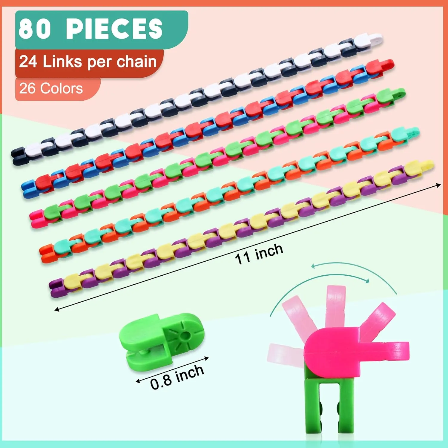 Toys Snake homing sharper supplementary for Kid Adult Stress Relief Party Classroom Home Travel Multi Color(48 Links) Yunsailing 80 Packs Wacky Tracks Snap Fidget Finger Sensory Snake Puzzles Bike Track Chain Toy Bulk Fidget 