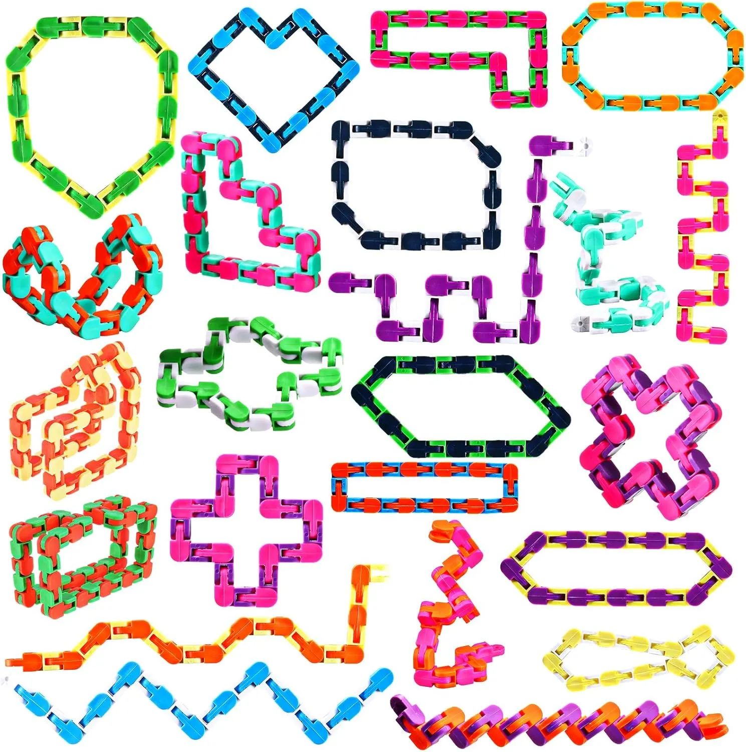Toys Snake homing sharper supplementary for Kid Adult Stress Relief Party Classroom Home Travel Multi Color(48 Links) Yunsailing 80 Packs Wacky Tracks Snap Fidget Finger Sensory Snake Puzzles Bike Track Chain Toy Bulk Fidget 