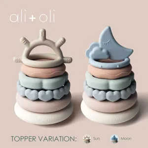 Toys$ Toddler Learning$ Montessori$ Food-Grade Silicone for additional phase bis inoffensive strikingly Babies Ali Oli Stacking Rings Baby Toy (Sun) - Infant Stacking & Building 